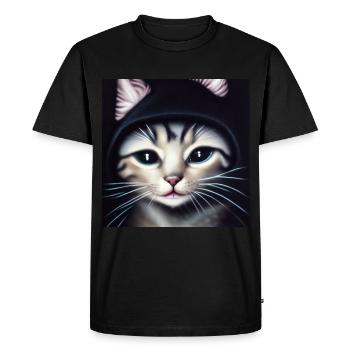 Chaton à capuchon noir - T-shirt Premium bio Homme - noir - Devant - Nico (187cm)