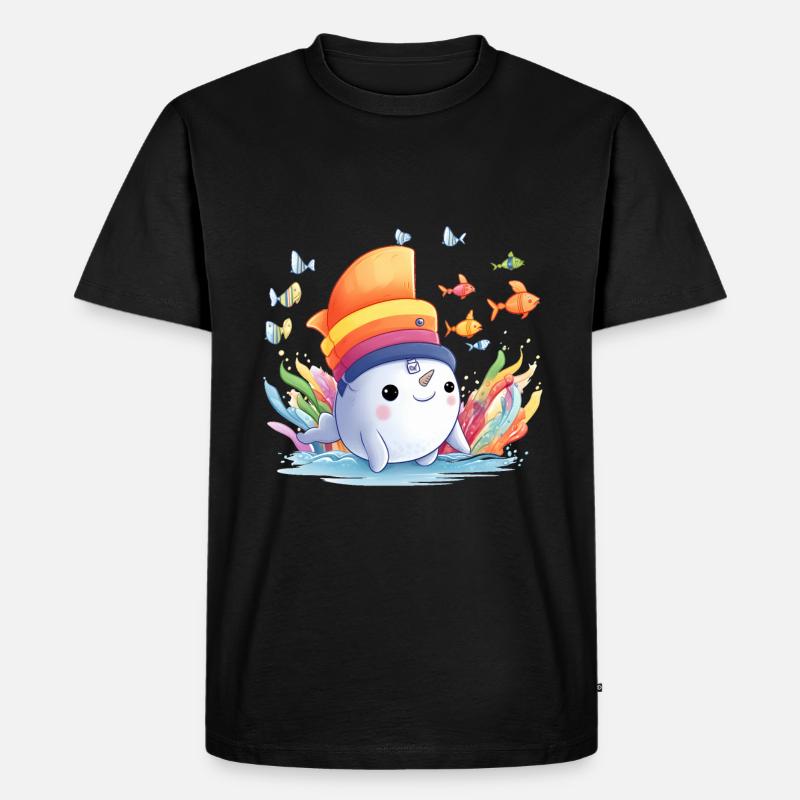 Netter Narwal - Männer Premium Bio T-Shirt - Schwarz
