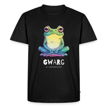 Drôle de tenue pour je-sais-tout, grenouille, crapaud - T-shirt Premium bio Homme - noir - Devant - Nico (187cm)