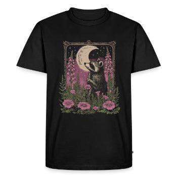 raton laveur floral lune vintage cottagecore - T-shirt Premium bio Homme - noir - Devant - Nico (187cm)