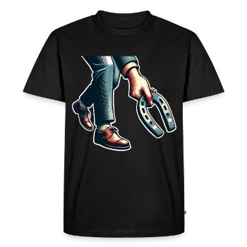 Lancer de fer à cheval Lancer de fer à cheval - T-shirt Premium bio Homme - noir - Devant - Nico (187cm)