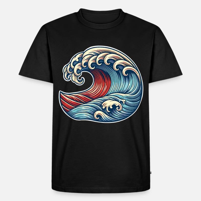 Welle - Männer Premium Bio T-Shirt - Schwarz