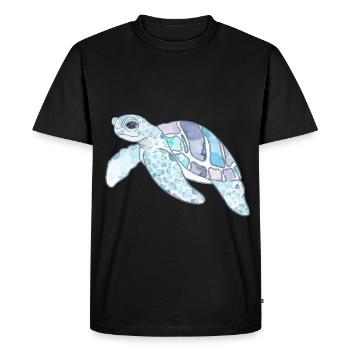 Douce Aquarelle Tortue Mer Vie aquatique - T-shirt Premium bio Homme - noir - Devant - Nico (187cm)