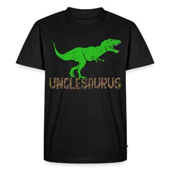 unclesaurus Uncle Dinosaur T-rex - Men's Premium Organic T-Shirt - black - Front - Nico (187cm)