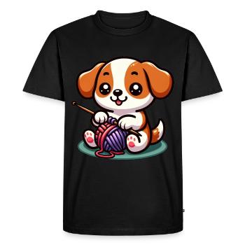 Chien tricot tricot chien pull Art - T-shirt Premium bio Homme - noir - Devant - Nico (187cm)