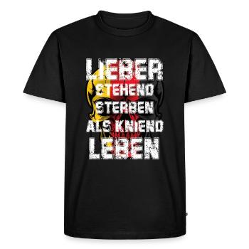 Proverbe : mieux vaut mourir que de vivre à genoux - T-shirt Premium bio Homme - noir - Devant - Nico (187cm)