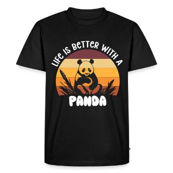 Panda Yoga Gift Panda Bear Animal Saying - Men's Premium Organic T-Shirt - black - Front - Nico (187cm)
