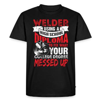 Soudage Soudeur Schweissen Schweisser Diplôme - T-shirt Premium bio Homme - noir - Devant - Nico (187cm)