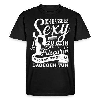 Coiffeuse sexy - Salon de coiffure Salon Studio - T-shirt Premium bio Homme - noir - Devant - Nico (187cm)