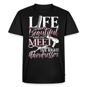 The right hairdresser - Hairdresser Spruch Salon - Men's Premium Organic T-Shirt - black - Front - Nico (187cm)