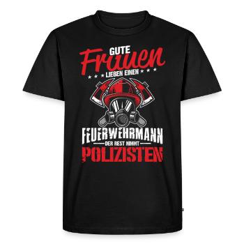 Femmes Polzistes Pompier Cher Amour - T-shirt Premium bio Homme - noir - Devant - Nico (187cm)