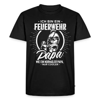 Feuerwehr Papa - Männer Premium Bio T-Shirt - Schwarz - Vorne - Nico (187cm)