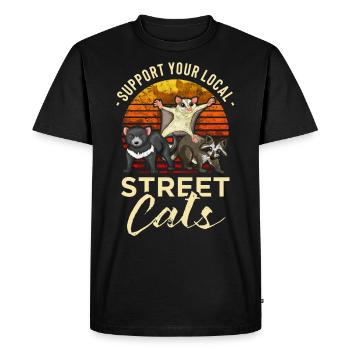 Raton laveur Opossum Support your local street cats - T-shirt Premium bio Homme - noir - Devant - Nico (187cm)