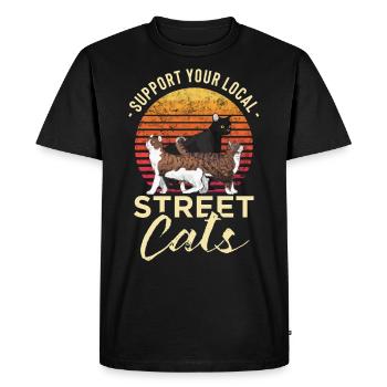 Support your local street cats Chats - T-shirt Premium bio Homme - noir - Devant - Nico (187cm)