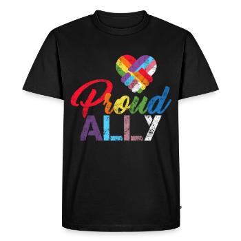 Fier allié Fierté allié LGBTQ Ally Trans Bi Gay - T-shirt Premium bio Homme - noir - Devant - Nico (187cm)