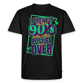 90s 90s Retro Nostalgia Provocation - Men's Premium Organic T-Shirt - black - Front - Nico (187cm)