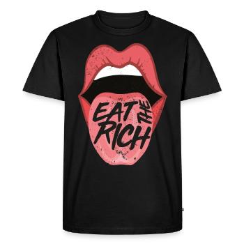 Eat the rich Socialisme Communisme - T-shirt Premium bio Homme - noir - Devant - Nico (187cm)
