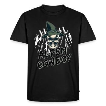 Alpen Allgäu Cowboy Totenkopf Berge Heimat - Men's Premium Organic T-Shirt - black - Front - Nico (187cm)
