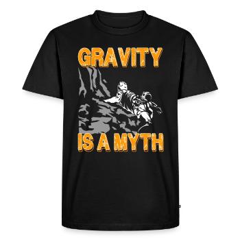 La gravité est un mythe - Escalade Alpinisme Bloc - T-shirt Premium bio Homme - noir - Devant - Nico (187cm)