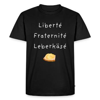 Leberkäse Design - funny meat cheese - Men's Premium Organic T-Shirt - black - Front - Nico (187cm)