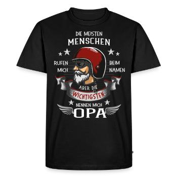 Die wichtigsten Menschen nennen mich OPA - Biker - Männer Premium Bio T-Shirt - Schwarz - Vorne - Nico (187cm)