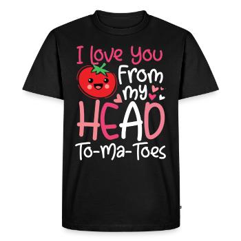Tomate valentine disant calembour végétal - T-shirt Premium bio Homme - noir - Devant - Nico (187cm)