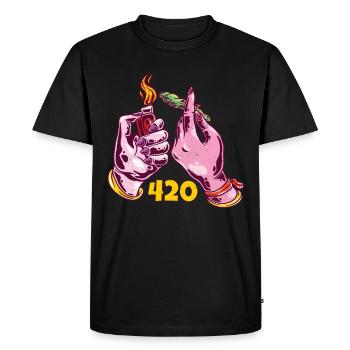Articulation à la main pour fleuriste de haschisch 420 - T-shirt Premium bio Homme - noir - Devant - Nico (187cm)