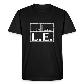 Leipzig LE with skyline - Men's Premium Organic T-Shirt - black - Front - Nico (187cm)