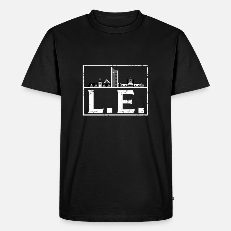 Leipzig L.E. mit Skyline - Männer Premium Bio T-Shirt - Schwarz