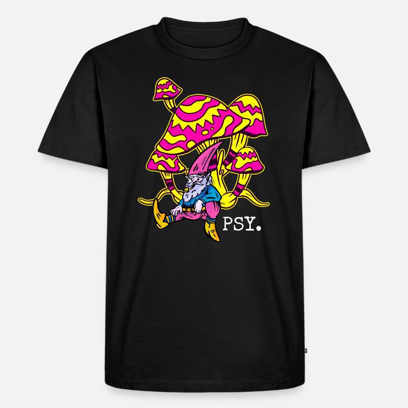 Magic Mushrooms Psychedelic Neon - Männer Premium Bio T-Shirt - Schwarz