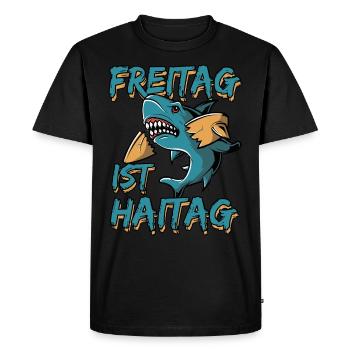 Friday is Haitag Funny word game weekend - Men's Premium Organic T-Shirt - black - Front - Nico (187cm)