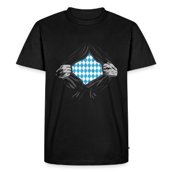 Bayern Wappen stolzer Bayer Blauweiß Bayern Karo - Men's Premium Organic T-Shirt - black - Front - Nico (187cm)