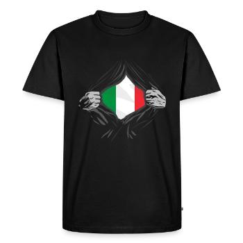 Drapeau italien italien Italie - T-shirt Premium bio Homme - noir - Devant - Nico (187cm)