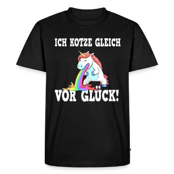 Je vomis pour le bonheur - Licorne JGA - T-shirt Premium bio Homme - noir - Devant - Nico (187cm)