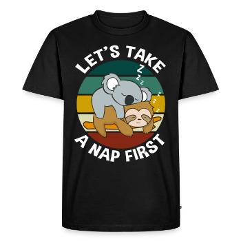 Sloth koala dormant mocassins lève-tard - T-shirt Premium bio Homme - noir - Devant - Nico (187cm)
