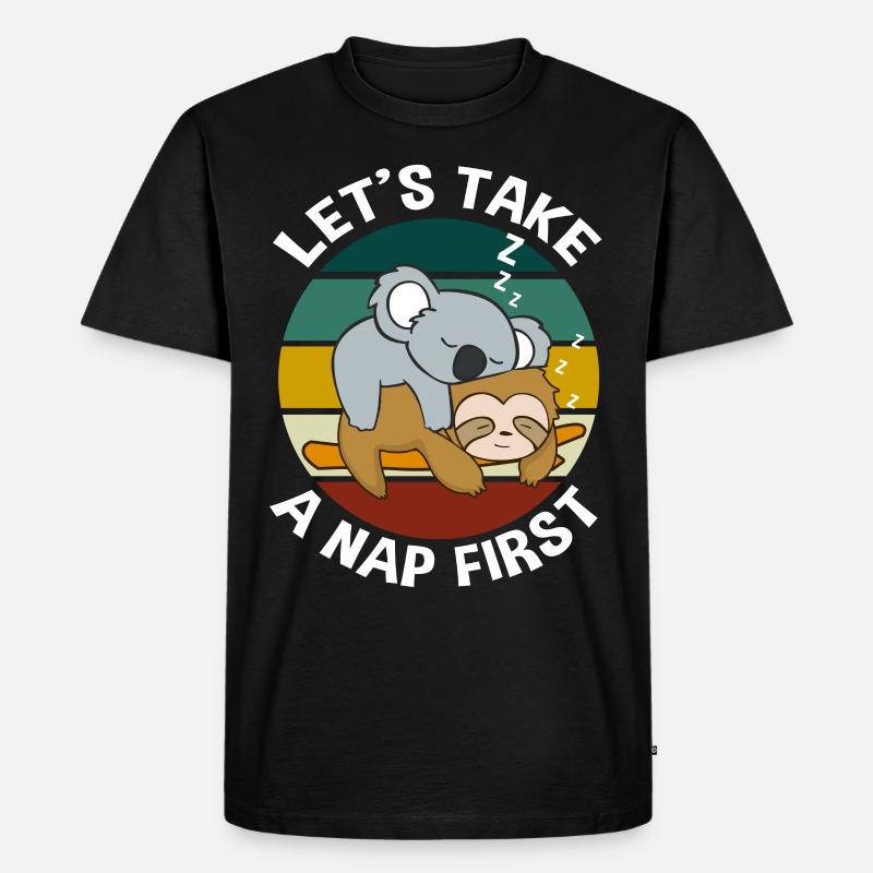 Sloth koala dormant mocassins lève-tard - T-shirt Premium bio Homme - noir