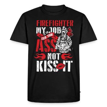 Firefighter My Job is to Save Your Ass Not Kiss It - Men's Premium Organic T-Shirt - black - Front - Nico (187cm)