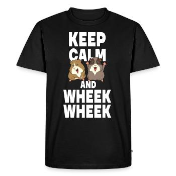 Keep Calm And Wheek Wheek Propriétaires de cobayes - T-shirt Premium bio Homme - noir - Devant - Nico (187cm)