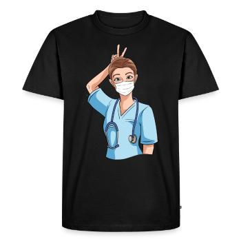 Funny nurse with humor - Men's Premium Organic T-Shirt - black - Front - Nico (187cm)