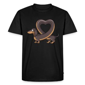 Teckel mignon faisant une forme de coeur. conception - T-shirt Premium bio Homme - noir - Devant - Nico (187cm)