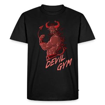 Devil Gym Le diable s'entraîne dans une salle de sport - T-shirt Premium bio Homme - noir - Devant - Nico (187cm)