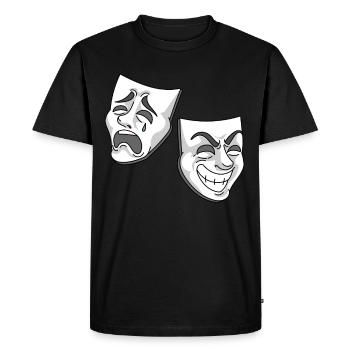 Conception de masques de tragédie de comédie de théâtre - T-shirt Premium bio Homme - noir - Devant - Nico (187cm)
