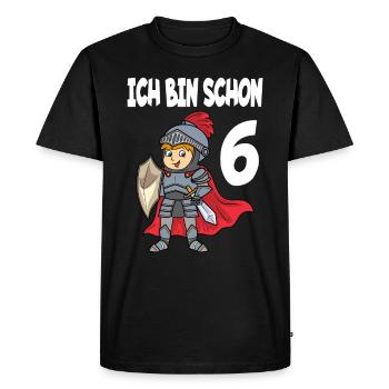6 Jahre Geburtstag Lustiger Ritter Design - Männer Premium Bio T-Shirt - Schwarz - Vorne - Nico (187cm)