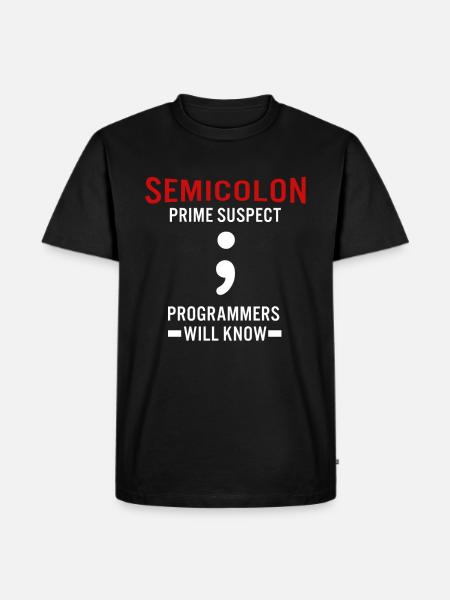 Coder Coding Semicolon Programmierer Computerfreak - Männer Premium Bio T-Shirt - Schwarz