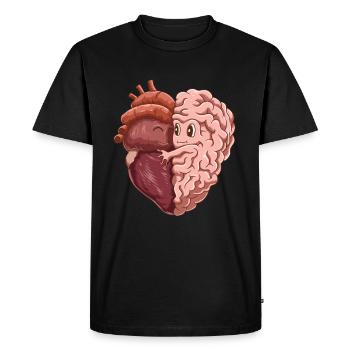 Drôle coeur amour cerveau travail d'équipe - T-shirt Premium bio Homme - noir - Devant - Nico (187cm)