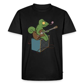 Caméléon guitare musique reptile lézard - T-shirt Premium bio Homme - noir - Devant - Nico (187cm)