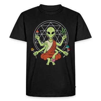 Géométrie Champignons Aliens Méditation Psychédélique - T-shirt Premium bio Homme - noir - Devant - Nico (187cm)