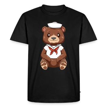 Ours en peluche drôle avec costume de marin - T-shirt Premium bio Homme - noir - Devant - Nico (187cm)