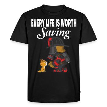 Toute vie vaut la peine d’être sauvée - T-shirt Premium bio Homme - noir - Devant - Nico (187cm)