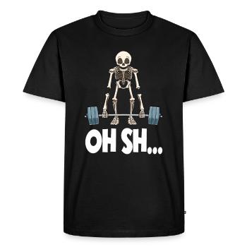 Squelette drôle Haltérophilie - T-shirt Premium bio Homme - noir - Devant - Nico (187cm)